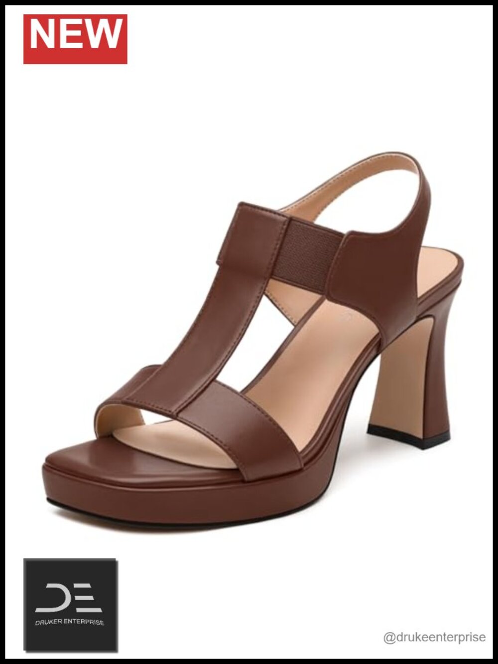 Chunky Block Heel Sandals - Strappy Square Open Toe Platform Sandals with Ankle